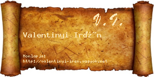 Valentinyi Irén névjegykártya